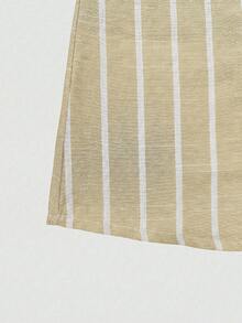 Casual Versatile Striped Collar Design Button Cuff Cotton Linen Shirt, New Style Suitable For Autumn, Summer, Vacation Outings For Women Spring - Khaki - View 9