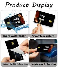 1pc "I PAID IT ALL" Credit Card Cover Sticker Protective Sleeve, PVC Material Anti-Fingerprint Durable Scratch-Resistant Wear-Resistant Skin, Party Birthday Gift, Suitable For Men And Women, Chip Cards, Bank Cards, Credit Cards, Transit Cards, Key Cards, Student Campus Cards Personalized DIY, Privacy Protection - Multicolor - View 3