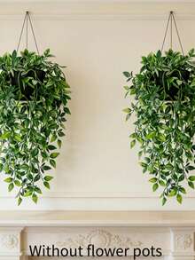 Artificial Plants Hanging Potted Plants Wall Hanging Shelf Decor Suitable For Indoor, Outdoor, Living Room Shelf Decor, Home Decor, Room Decor, Garden Decor, Wall Decor - Green - View 3
