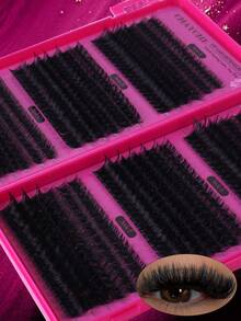 648/684/720pcs Large Capacity Cluster False Eyelashes, Thick And Curly Eyelash Extension Set, D Curl, DIY Eyelash Extension Kit, Fluffy And Soft Individual Lashes, Create Full And Natural Makeup Look, Easy And Convenient DIY At Home, Cluster Lashes. Suitable For Summer Wear. - Multicolor - View 8