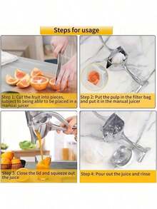 1pc Large Manual Juicer, Multi-Function Hand Press Fruit Juicer With Lemon Squeezer, Lemon Juicer, Efficient Juicing, Easy To Use, Lightweight, High-Quality Material, Juicer, Healthy Lifestyle, Lemon Juicer, Kitchen Appliance, Home Decor - Multicolor - View 8