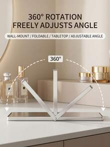 Metal Stand Makeup Mirror, Large Rotating Desktop Makeup Mirror, Bedroom, Desktop Vanity Mirror, Portable Bathroom Makeup Mirror, Supports 360-Degree Rotation, Tabletop Mirror, Home Mirror/Princess Rotating Mirror, Home Decor, Bedroom Accessories, Suitable For Bathroom, Office, Bedroom, Dorm, Back To School, Halloween, Christmas Best Gift - Multicolor - View 5