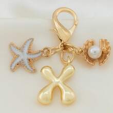 1pc Ocean Series Starfish Shell 26 Letters Keychain, Suitable For Bag Accessories, Lanyard With ID Holder, Car Decor, Bag Pendant, Couple Keychain, Perfect Gift For Vacation Season - Multicolor - View 13
