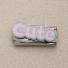 1件 金色與銀色調義大利模組化手鍊鏈條,「Pretty/Cute」字母與花朵琺瑯吊飾,馬卡龍色可愛風DIY珠寶配件 - 長條模組 - 查看 17