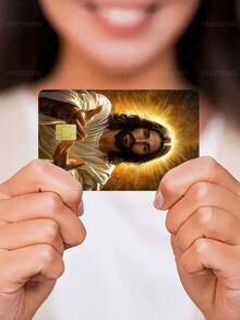 1入救贖之神信用卡保護貼卡套，Save & Bless God Bless You PVC材質防指紋耐用防刮耐磨貼皮，派對生日禮物，適用男女款，小晶片卡、銀行卡、信用卡、交通卡、房卡、學生校園卡個性化DIY，隱私保護 - 多色 - 查看 7