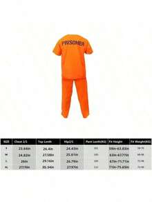 1 Set Kostum Cosplay Dewasa Peran Narapidana Seragam Penjara <Termasuk Atasan + Celana> - Burnt Orange - View 7