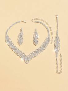 1pc Silver Color Necklace Set For Girls - Silver - View 4