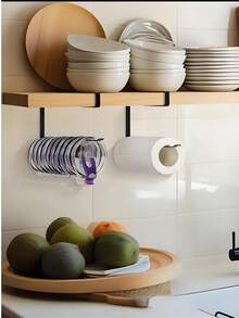 1pc Kitchen Storage Rack, No-Drill Wall-Mounted Kitchen Paper Towel Holder, Suitable For Kitchen, Bathroom, Cabinet, 1pc/Pack - View 8