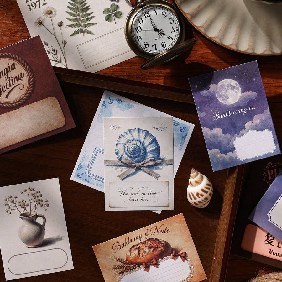 1 Pack 15pcs European Style Small Object Collage Stickers, Vintage Creative Aesthetic Decals, DIY Decorative Collage Craft Materials, Holiday Gift, Personalized Scrapbook School Stationery Supplies - W.P. - View 1