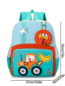 New Neutral Contrast Color Tractor Backpack, Lightweight And Comfortable, Suitable For Casual Travel And As A School Bag - Green - View 4