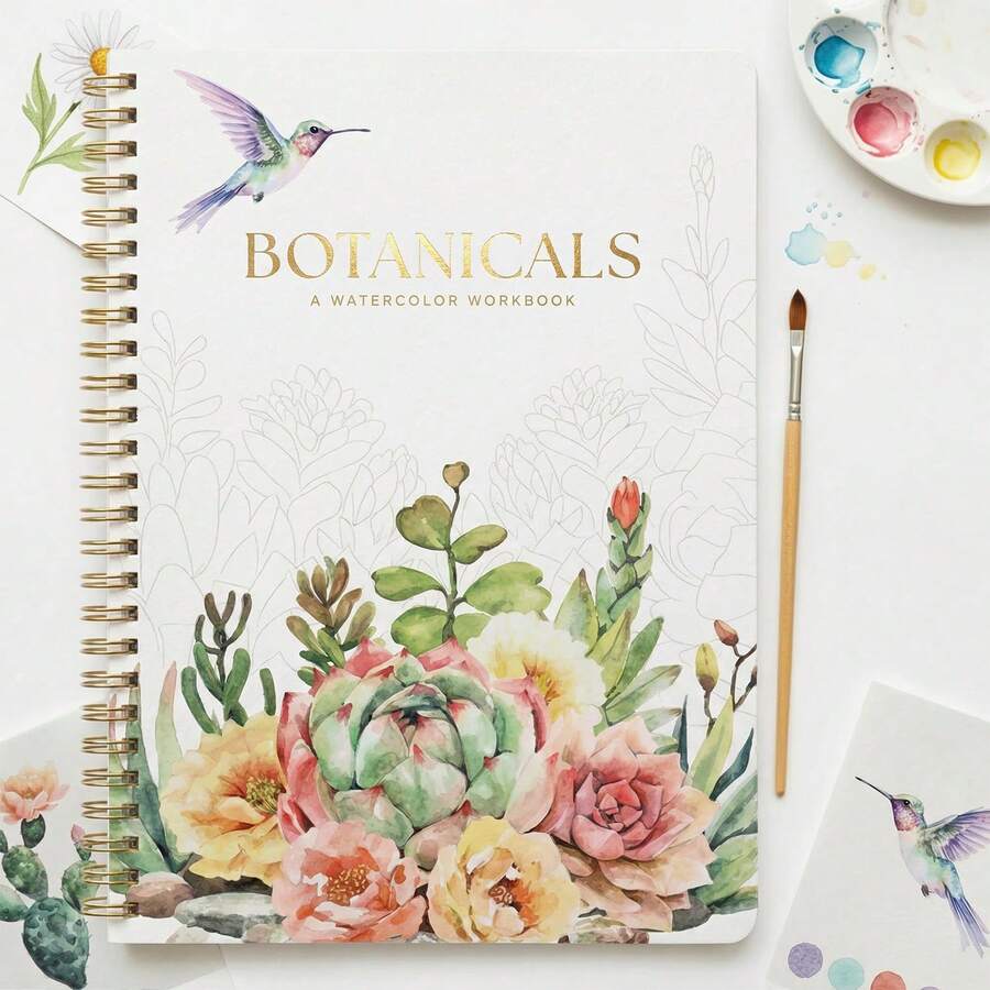 (28 Pages/300g Special Paper/191g/No Brush Included) Beginner Watercolor Painting Book, Plant & Flower Practice Workbook, With Step-By-Step Guide, Simple Guided Art Exercises, Relaxing Creative Hobby, Framable Artworks, Gift For Adult Women