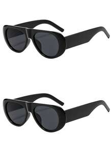 1PC/2PCS Women's Sunglasses New Style Personalized Integrated Double Bridge Vintage Premium Texture Daily Casual Street Commute Outfit Driving Travel Beach Vacation Versatile Fashion Accessory - Multicolor - View 21