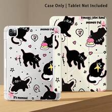 Black Cat, Heart, Cake, Star Pattern Painted Effect Tablet Protective Case With Stand, Compatible With Honor 8/9/10/X8/X8A/X9/X8Pro/X9Pro, MatePad SE 11 Inch/MatePad 11 Inch/11.5 Inch/MatePad Pro, Apple 10th/11th Gen 2025 (A16), Galaxy Tab A7/A9 And Other Popular Models - Style 38 - View 7