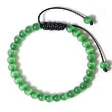 1pc 6mm Cat Eye Stone Bead Bracelet, Multicolor Cat Eye Stone Adjustable Braided Rope Knot Wristband, Women's Couple Style Casual Daily Wear Jewelry Gift - 6mm Cat's Eye - View 19