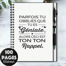 1組激勵2D封面螺旋線圈筆記本附筆，吸睛口號「PARFOIS TU OBBLIES QUE TU ES Géniale. ALORS CECI EST TON TON Rappel」，助你找回自信。100頁大容量，滿足返校、工作、學習記錄需求，亦是貼心的畢業禮物、生日禮物，適合寫日記、制定計畫！ - D - 查看 1