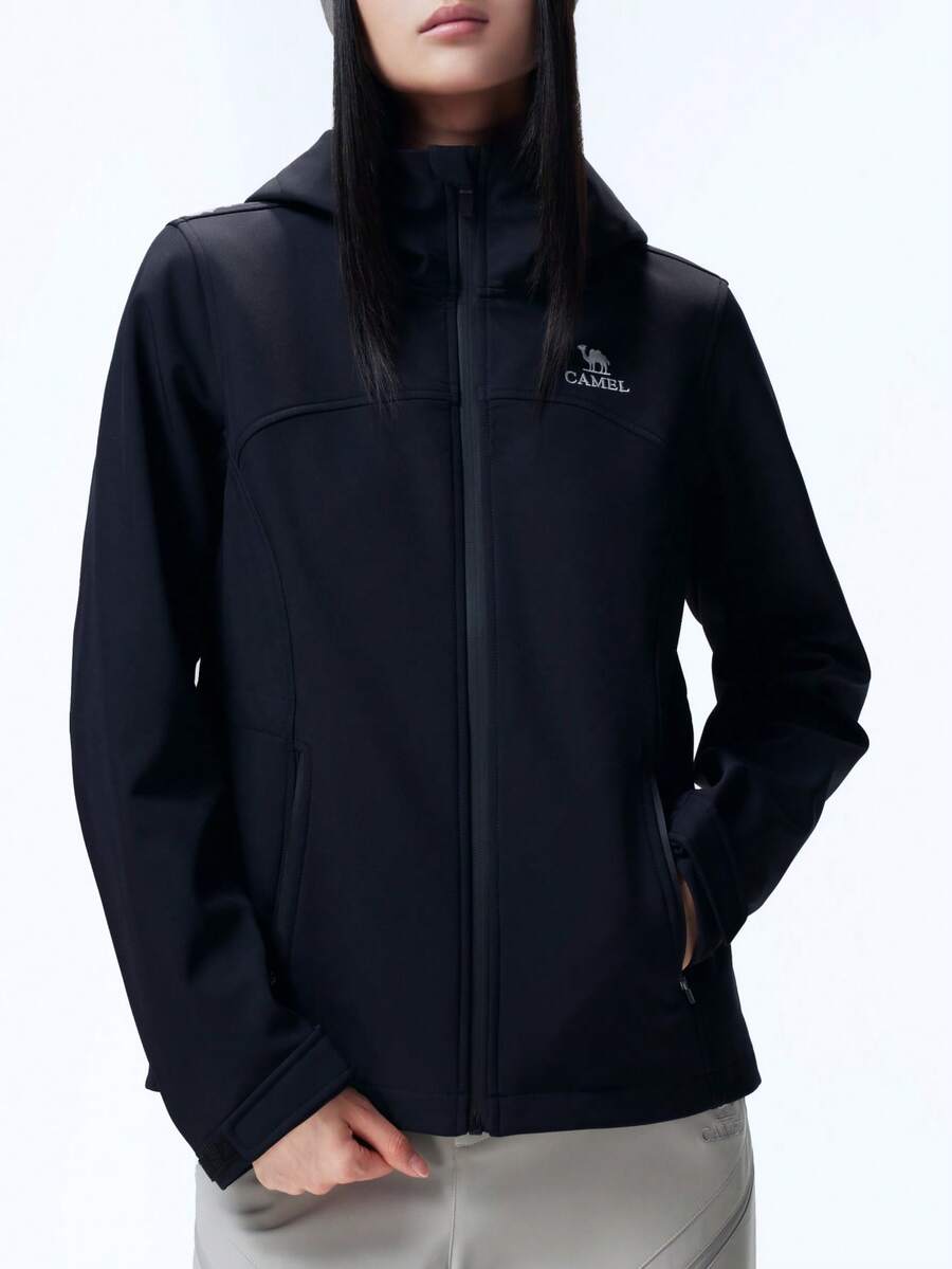CAMEL CROWN Women's Outdoor Softshell Jacket, Fashionable And Comfortable, Waterproof And Abrasion-Resistant, Lightweight Hiking And Climbing Jacket, Spring/Summer Style - Phantom Black - View 1