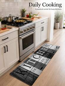 Farmhouse Rustic Kitchen Anti-Fatigue Mat, Black White Wood Grain Non-Slip Kitchen Floor Rug, Waterproof Stain Resistant Runner Mat For Kitchen Sink, Laundry Room And Home - A - View 6