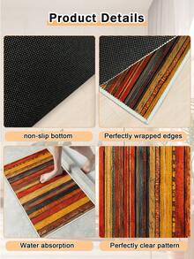 1pc Outdoor Anti-Slip Patterned Floor Mat, Indoor Carpet, Bathroom Mat, Kitchen Mat, Decorative Rug, Multi-Functional Hallway Mat, Soft And Comfortable, Easy To Clean, Suitable For Indoor And Outdoor Entryways, Bedrooms, Home Decor - Multicolor - View 9