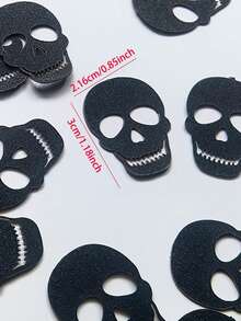100pcs Black Glitter Skull Confetti, Skull-Shaped Table Scatter Decoration, Gothic Style Party Decor, Suitable For Halloween, Theme Parties And Dark Aesthetic Events - one-size - View 4