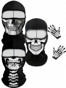 1pc/2pcs/3pcs/6pcs Unisex All-Season Skull Funny Balaclava Mask, Riding Face Mask Neck Gaiter, Suitable For Daily Riding, Party, Outdoor Outings - Multicolor - View 2