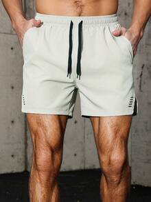 Pantalones cortos deportivos para exteriores para hombres, plegables, elásticos, de secado rápido y con múltiples bolsillos - Gris Claro - Ver 3