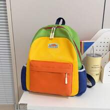 1 pieza Mochila de moda con colores de dopamina, Mochila unisex, Mochila escolar de bloques de color para estudiantes, Mochila de estudiantes con múltiples bolsillos para viajes de verano, vacaciones, artículo de viaje esencial para estudiantes de primaria, secundaria, preparatoria y universidad, Bolso de mujer de alta calidad, Excelente regalo para vacaciones - Multicolor - Ver 10