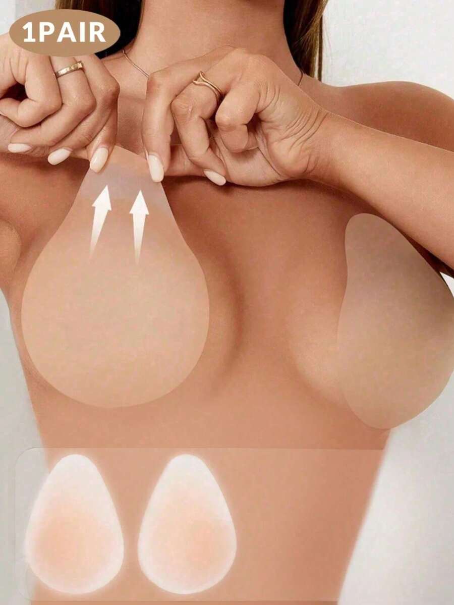 1對隱形乳貼 自黏防水可重複使用 乳貼貼片 防汗防露 花瓣造型 適用泳衣比基尼細肩帶背心洋裝 海灘日常穿著