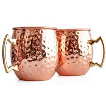 530ml Moscow Mule Mugs Set, Copper Cups Bulk Stainless Steel Moscow Mule Cups With Hammered Surface, Rust-Resistant, Iced Coffee Cups Suitable For Cocktails, Wedding Gifts, Drinkware - Multicolor - View 11