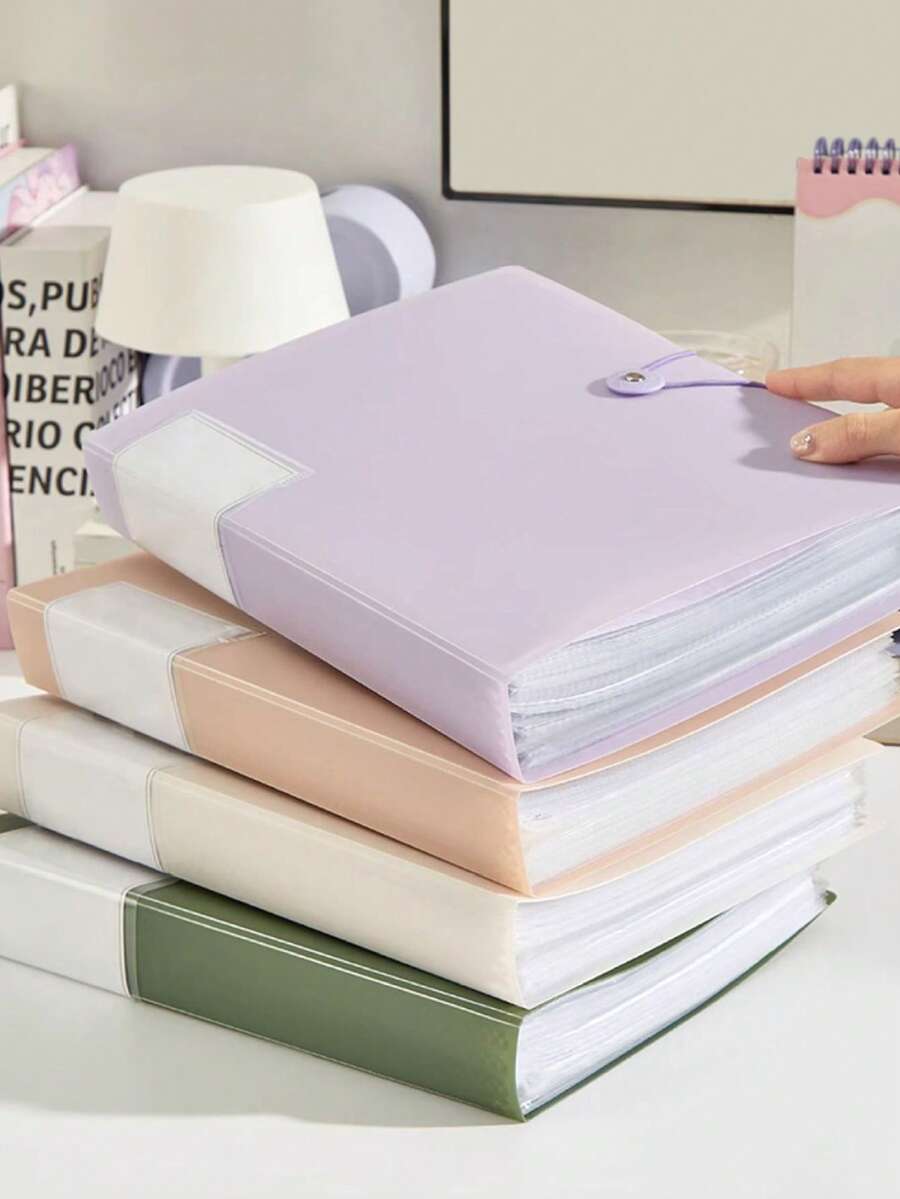 A4 Transparent Folder With 40 Pockets, Snap Closure Document Organizer, Back To School Essential, Large Capacity Multifunctional Exam Paper Storage Bag, File Organizer, Office Supplies, Contract Holder - Single Piece - View 1