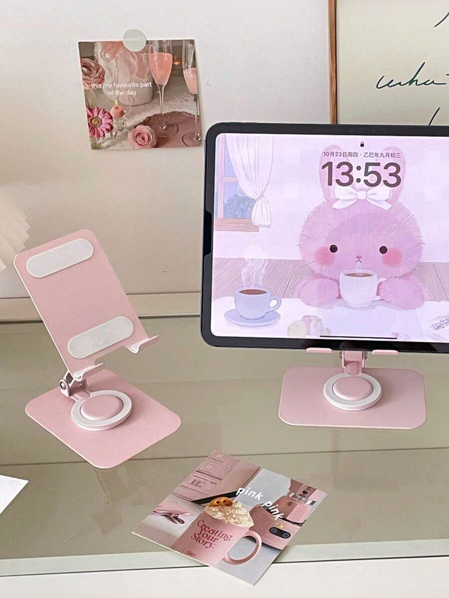 360° drehbarer faltbarer Handy-Ständer, verstellbarer Tischhalter, kompatibel mit iPhone und Tablet, universelle Lazy-Halterung - Verschiedenfarbig - Übersicht 1