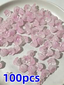 100pcs 12x7.5mm Gradient Translucent Glass Lily Of The Valley Beads, Including Yellow, Green, Pink And Purple - Perfect For DIY Jewelry, Hair Clips And Home Decor Crafts - Multicolor - View 18