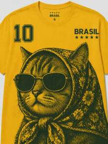 Brazil Custom T-Shirt 100% Cotton Viral Prints - New Release Perfect For Watching The Games - Streetwear T-Shirt - 黃貓 - 查看 1