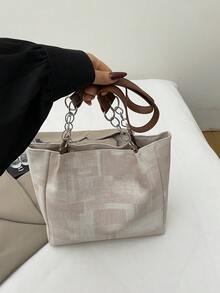 New Solid Color Luxury High-End Versatile Women's Shoulder Tote Bag - White - View 4