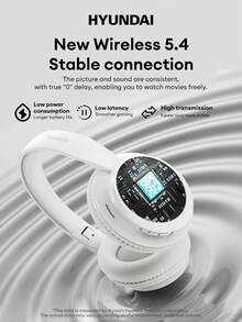 HYUNDAI HY-T02MAX 包耳式藍牙耳機附蝴蝶結配件，5.4 HIFI 高保真音質、深沉低音、精準降噪、低延遲，適用音樂、運動、遊戲、商務，長效續航，相容手機、平板電腦與電腦 - 米色+頭戴式蝴蝶結 - 查看 5
