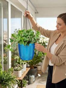 2pcs Indoor Plant Automatic Watering Hanging Planters, Hanging Plant Pots With Drainage Holes And Chains, Hanging Flower Pots, Outdoor Small Hanging Planter Baskets, Home Decor Gardening - Multiple Styles - View 4