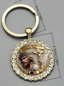 1PC Fashionable Eternal Love Revival Round Keychain, Best Gift For Friends, Thanksgiving, Father's Day, Teacher's Day, Mother's Day Alloy Keychain - Gold - View 6