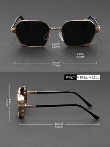 SY SI YANG Marca 1 par de gafas de moda con marco rectangular para hombres & mujeres, gafas fotocromáticas polarizadas para interiores/exteriores, gafas de viaje y caminata, gafas de diseño tallado vintage de lujo, adecuadas para caminatas al aire libre, compras, viajes, fotografía, artículo de moda - A - Ver 8