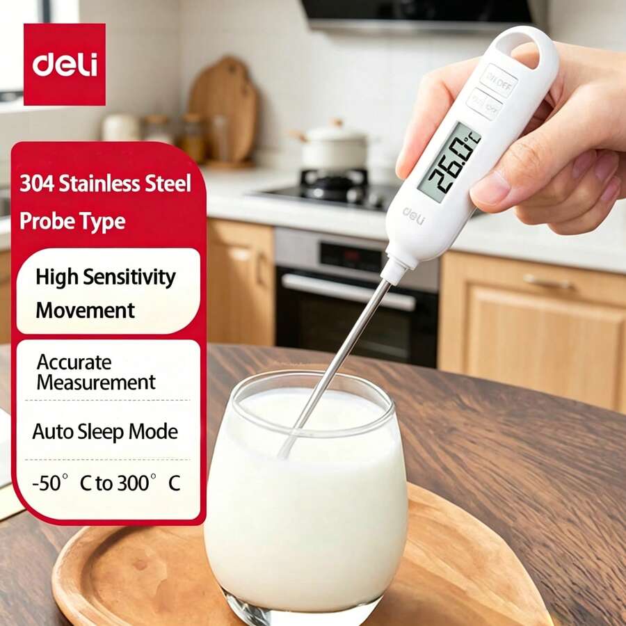 DELI LE553溫度計,直接插入式探頭溫度計,LE553探頭溫度計,食品溫度計,嬰兒奶瓶溫度計,液體水溫計,廚房烘焙油溫計 - 均碼 - 查看 1