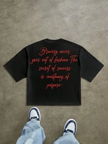 -Men's Summer 2026 Printed Shirt, Loose Fit, Short Sleeves, Knit, Base Layer, Summer - Black - View 1