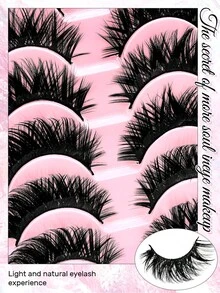 10-Pair Thick Comic-Style False Lashes, Ultra-Fine And Reusable. These Are Beginner-Friendly False Lashes Suitable For Daily Wear. They Provide Long-Lasting Thickness And A Natural, Realistic Look, Creating A Charming Comic-Style Eye Makeup Style. - View 2