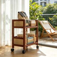 1 pieza Carrito de aperitivos para sala de estar, estantería de almacenamiento, unidades de estantería de pie, organización y almacenamiento, unidad de estantería, estantería de almacenamiento con ruedas para dormitorio y estudio, estantería organizadora multifuncional móvil de pie para cocina, estantería de exhibición para baño con ruedas direccionales, adecuada para Navidad, Pascua y otras festividades - Ver 3