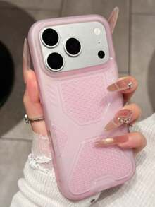 原色糖果色透氣散熱 TPU 保護殼,適用於 iPhone 17 Pro Max 16 15 14 13 12 11 Pro Max Plus,防震軟網背蓋 - 粉色 - 查看 13