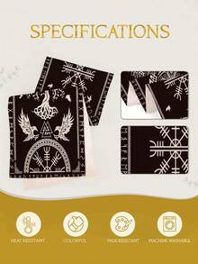 1pc,Pirate Treasure Map Table Runner, Theme Decor,Multiple Sizes,Machine Washable,Polyester Fiber Rectangular Tablecloth For Home Decor. - Black and White - View 7