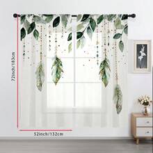 2 pièces Rideaux transparents et vaporeux élégants et luxueux style féerique avec plumes vertes et décoration dorée, design d'art moderne convenant pour la cuisine, le salon, la chambre, le balcon, parfait pour Halloween, Noël et autres décorations de fêtes, lavable en machine toutes saisons, décoration de maison, tissu léger et durable, rideaux créant une atmosphère de fête, essentiel pour la décoration intérieure, rideaux décoratifs transparents 2D - Multicolore - Voir 14