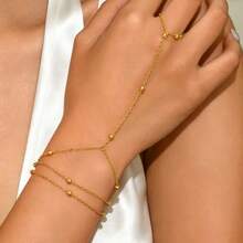 1 Pieza Brazalete Brillante y Exquisito para Mujer, Accesorio de Mano Sexy, Regalo de Moda para Boda y Banquete. - Dorado - Ver 1