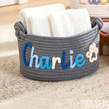 Personalized Braided Rope Pet Toy Storage Basket, Custom Pet Name Gift Basket, Travel Storage Bag, Tote Bag For Pet Lovers, Home Decor Pet Supplies - Multicolor - View 91