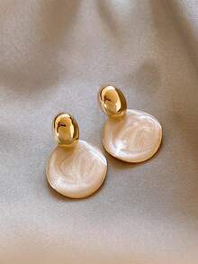 1 Pair Gold Gradient Geometric Bead Stud Earrings For Women, Niche Minimalist Luxury High-End Elegant Versatile Ear Jewelry - Gold - View 2