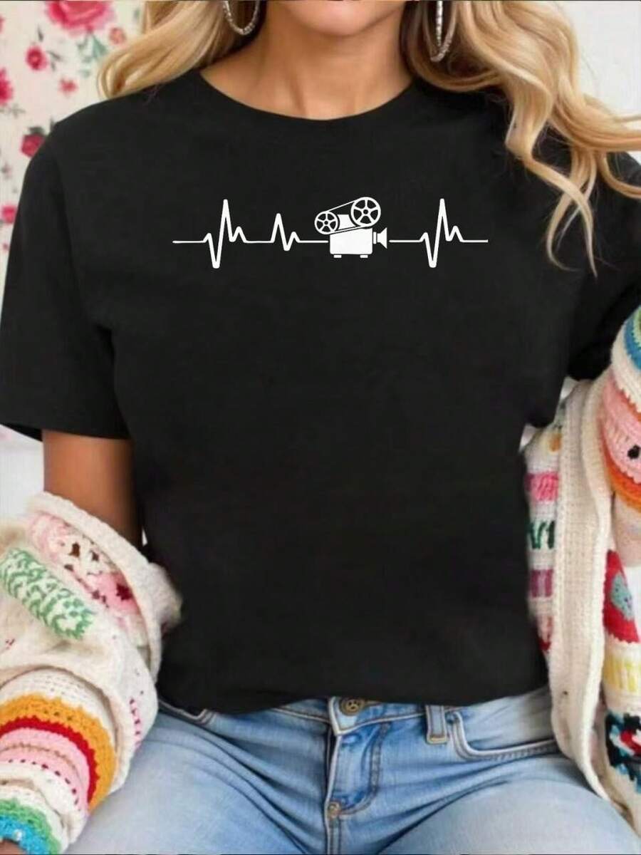 Hadley Designs Movie Themed T-Shirt For Movie Lovers, Adults, Girls - Black, Short Sleeve, Classic Fit, Small - 黑色 - 查看 1