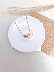 1pc Stainless Steel Waterproof Non-Fading Cute Gentle Rose Flower Necklace Choker Chain Suitable For Women's Daily Wear - Three Flower Necklaces - View 3