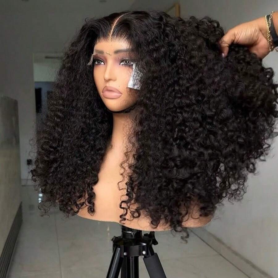 38 40 Inches Deep Curly Bob Wig 13x4 13x6 Transparent Lace Frontal Wigs Human Hair 200% Density Curl Lace Front Wig Brazilian Pre Plucked With Baby Hair Human Hair Wigs For Women Natural Black Color - Natural Black - 查看 1